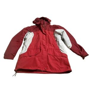 Vintage LL BEAN 3-in-1 Hooded Winter Coat Jacket Red Fleece Lined Women’s Medium